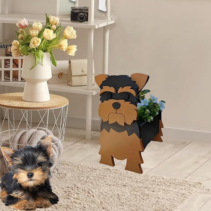Yorkshire Dog Planter,Cute Dog Flower Pot,Gifts for Pet Lovers,Unique Animal Plant Pots,Office,Indoor Outdoor Garden Decor(9.45 * 7.76 * 12.13in)