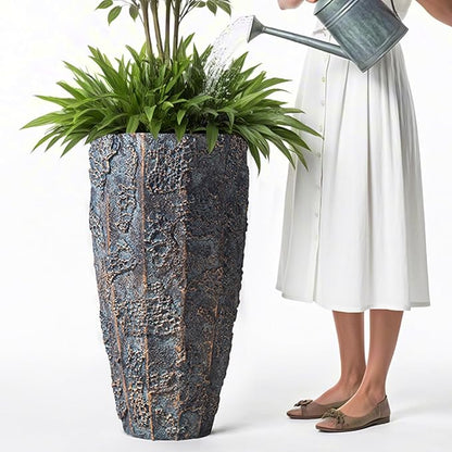 Yundu 17 & 22 inch high Concrete Plant pots Set of 2. Flower pots with Drainage Hole. Tall planters for Indoor Plants, Large planters for Outdoor Plants, Such as Garden, Patio and Front Porch Decor.