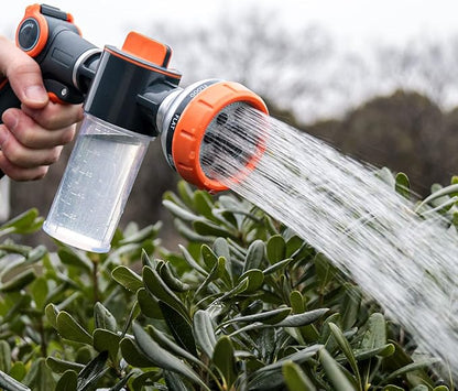 Garden Hose Nozzle,8 Patterns Hose Sprayer High Pressure,Heavy Duty Dog Wash,Metal Water Hose Nozzle with Soap Dispenser,Car Wash Foam Gun