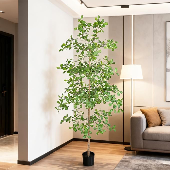 Artificial Black Olive Tree, 6FT Tall Big Leaf Faux Shady Lady Tree with Potted, Fake Olive Tree for Home Decor Indoor