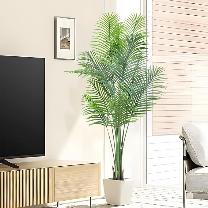ANTING 7FT 1Pack Areca Palm Artificial Plants - Large Fake Plant for Home Decor - Tall Silk Plants Indoor - Lifelike Greenery for Any Room Decor