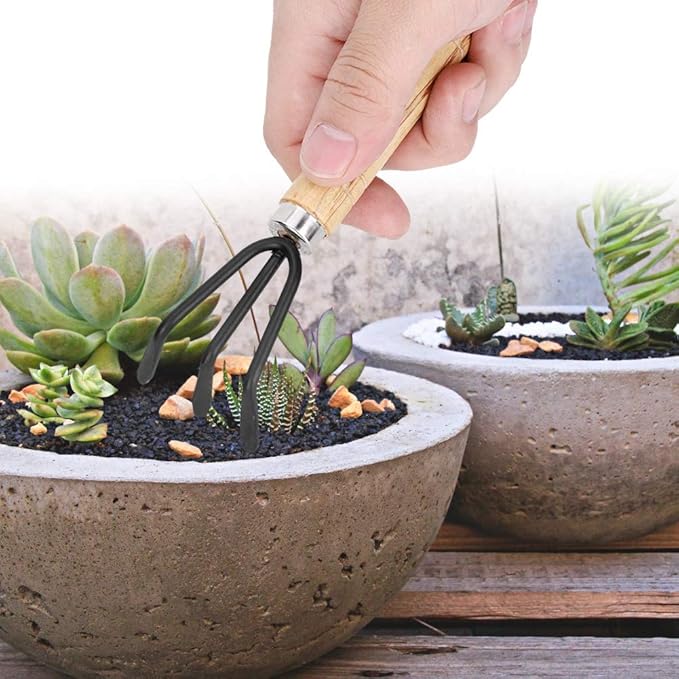 Small Garden Tools, 3pcs Mini Plant Gardening Tool Set Spade Claw Rake Shovel Flowers Planting Tools for Succulent, Bonsai, Pot Plants