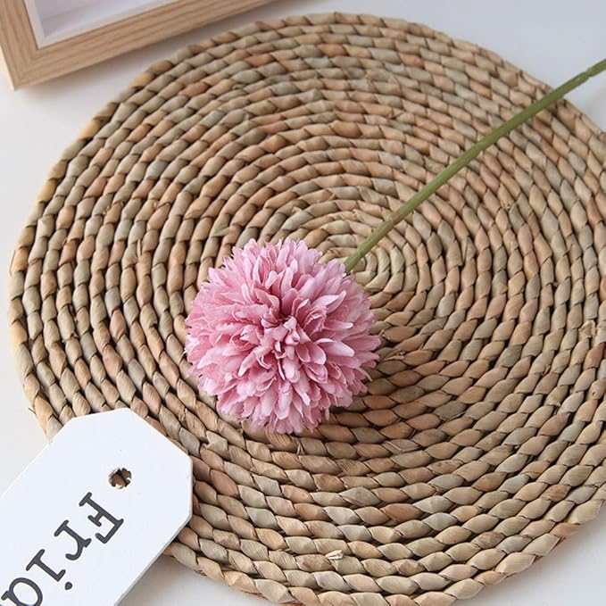 Artificial Flowers Chrysanthemum Ball Flowers Bouquet 10pcs Present for Important People Glorious Moral for Home Office Coffee House Parties and Wedding(Fuchsia)