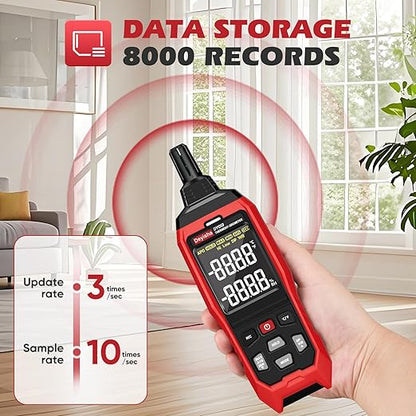 Industry Temperature Humidity Meter High Precision and High Rate Hygrometer with Ambient, Relative Humidity, Dew Point, Wet Bulb Thermometer, Min/Max Hold ±1°F and ±3% RH, 8000 Data Records