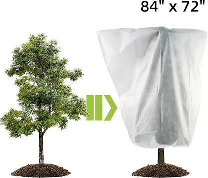 3 Pack H84 x W72 Plant Covers Freeze Protection - Shrub Cover, Winter Tree Cover with Drawstring for Season Extension & Frost Protection, White