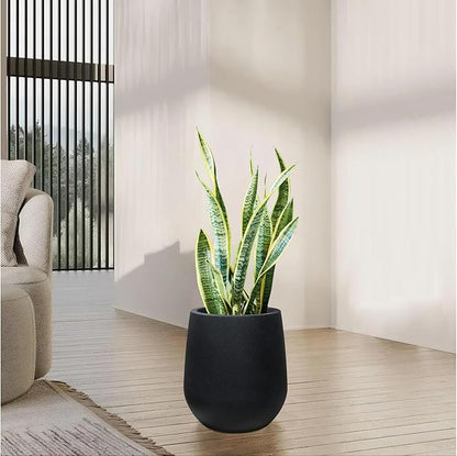 16.9 Inch Plastic Tall Planters for Outdoor Plants,Modern Black Round Tapered Flower Pot for Outdoor and Indoor Plants, Large Plant Pots with Drainage Holes and Rubber Plug for Home Garden Patio