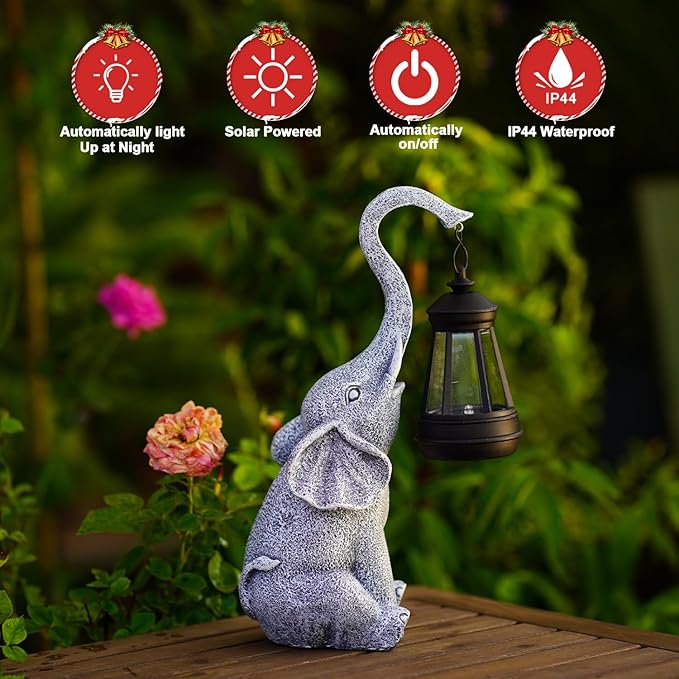 Goodeco Elephant Statue for Garden Decor with Gift Appeal - Ideal Gifts for Women, Mom or Birthdays, Beautifully Crafted Outdoor & Home Decor to Wow Your Guests (11" Elephant)