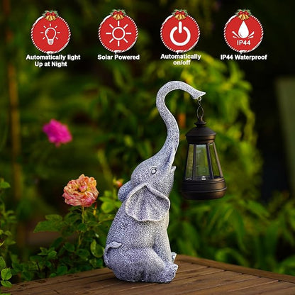 Goodeco Elephant Statue for Garden Decor with Gift Appeal - Ideal Gifts for Women, Mom or Birthdays, Beautifully Crafted Outdoor & Home Decor to Wow Your Guests (11" Elephant)