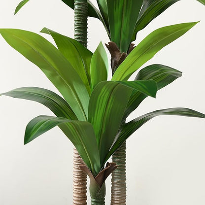 Artificial Dracaena Tree 6ft, Tall Fake Dracaena Plants with White Planter, Faux Dragon Tree Indoor Floor Plant for Home Decor Office Living Room Porch Housewarming, 1Pcs