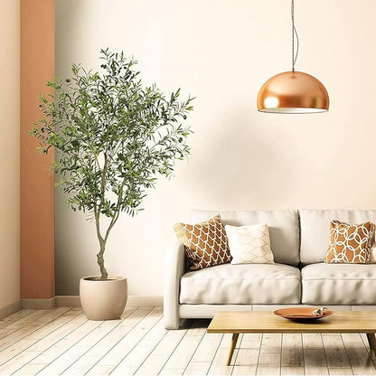 Artificial Tree Faux Olive Tree 7ft (82in,UV Protection 2289 Leaves) Tall Fake Olive Plant in Pot Fake Silk Tree Faux Plants Indoor