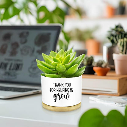 Thank You for Helping Me Grow Plant Pots Funny Small Succulent Pots Gifts Cute Planters Flower Pots Ceramic Pot for Plants Cactus, Thank You Plant Pot for House Indoor Garden, Plant Not Included