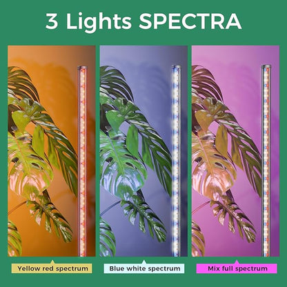 Grow Lights for Indoor Plants with Timer, 2PCS 60 Inch Vertical Grow Light Full Spectrum 384 LEDs 48W with Remote 3/6/12H Auto On/Off 3 Light Modes 5-Level Dimmable Standing Plant Lamp