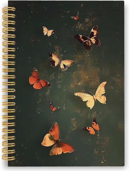 Vintage Butterfly Spiral Notebook, Retro Mid Century Butterflies Journaling Notebooks for Women, xxx Hardcover Journals for Office School 160 Pages 5.5 x 8.3 Inch, xxx Gifts for xxx