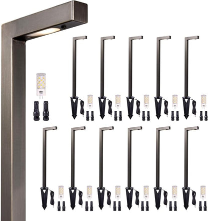 Gardenreet Low Voltage Landscape Sidewalk Lighting, Solid Brass Pathlights, LED Driveway Light Waterproof, Hat Shaped 12V Wired Bronze for Walkway Entrance Garden with G4 Bulb (12 Pack)