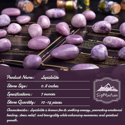 Polished Stone Set Lepidolite Crystals, 0.8" Handpicked Tumbled Gemstones Rocks, Pebbles for Reiki, Chakra, Healing, Home Decor