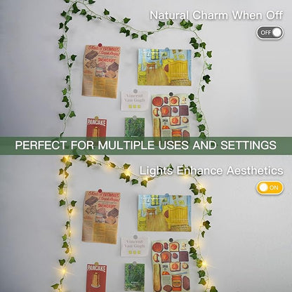 suddus Vine with Fairy Lights Battery Operated, 13.1ft 40 LED Ivy String Light with Remote, Leaf Lights for Bedroom, Room, Wall, Garden, Party, Wedding Dorm Decor (Warm White)
