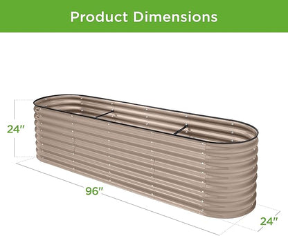 Best Choice Products 8x2x2ft Metal Raised Garden Bed, Oval Outdoor Deep Root Planter Box for Vegetables, Herbs w/ 4 Support Bars, 215 Gal Capacity - Taupe