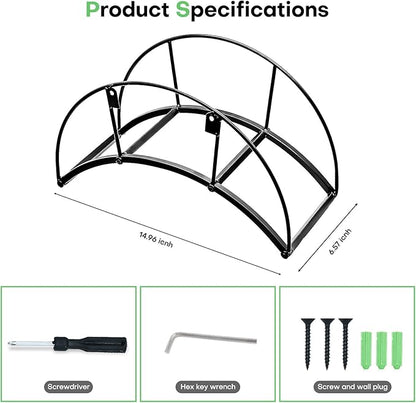 Heavy Duty Metal Garden Hose Holder Wall Mount – Outdoor Hose Hanger, Water Hose Holder, Garden Hose Rack, Beam Hose Rack, Extension Cord Holder Wall Mount (BLACK)