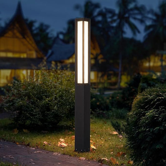 Outdoor Pathway Lights, 71 Inches Tall Bollard Light, 3000K Landscape Path Lighting, Large Mordern Led Bollards, IP65 Waterproof Pole Sidewalk Lights Wired for Driveway Walkway Garden Yard