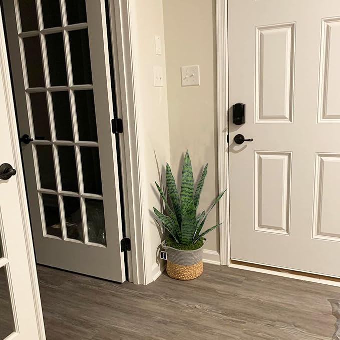 Ollain Artificial Plant 23.6" Fake Snake Plant Faux Plants Green Fake Succulent Potted for Bathroom Shelf Decor Desk Plant Home Office Decor