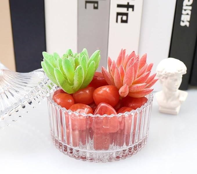 QINJIEJIE 0.9LBS Cherry Quartz Polished Stones Tumbled Crystals Bulk Gemstones Healing Crystal Rocks Set Decorative Landscape Quartz Real Stone Vase Filler Bottom Decoration Beginners Gifts