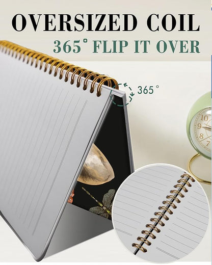 Spiral Journal Notebook,A5 Hardcover Lined Journals for Women Girl 6 x 8.3 in,120 Pages Thick Paper,Cute College Ruled Writing Notebook for Gifts Office Work School(Mushroom Plant Moon)