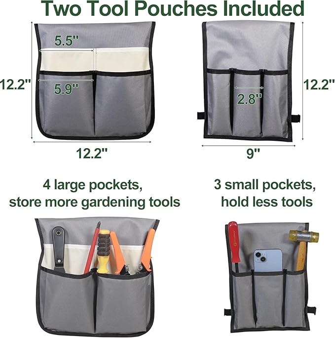 LUCKYERMORE Foldable Garden Kneeler and Seat, New Generation Gardening Stool with 2 Tool Pouches, with Wider&Softer EVA Kneeling Pad, Gardening Gifts for Parents Seniors, Lightweight & Heavy Duty