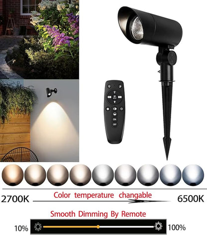 LED Landscape Lights 20W Ultra Bright Spot Lights, N~CCT Warm White Landscape Lighting with Remote IP68 Waterproof, 120V Landscape Spotlight with Plug for Yard Garden Decor (4, High Voltage)