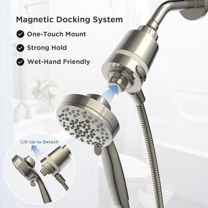 Filtered Shower Head with Handheld, Magnetic Docking System, High Pressure Handheld Shower Head with KDF Filter for Hard Water, 6 Spray Modes, Easy Installation – BNP