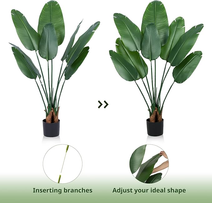 4 Ft Artificial Bird of Paradise Plant,Faux Plants Indoor Tall Fake Plants Decor-Artificial Plants Indoor & Outdoor