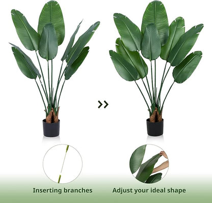 4 Ft Artificial Bird of Paradise Plant,Faux Plants Indoor Tall Fake Plants Decor-Artificial Plants Indoor & Outdoor