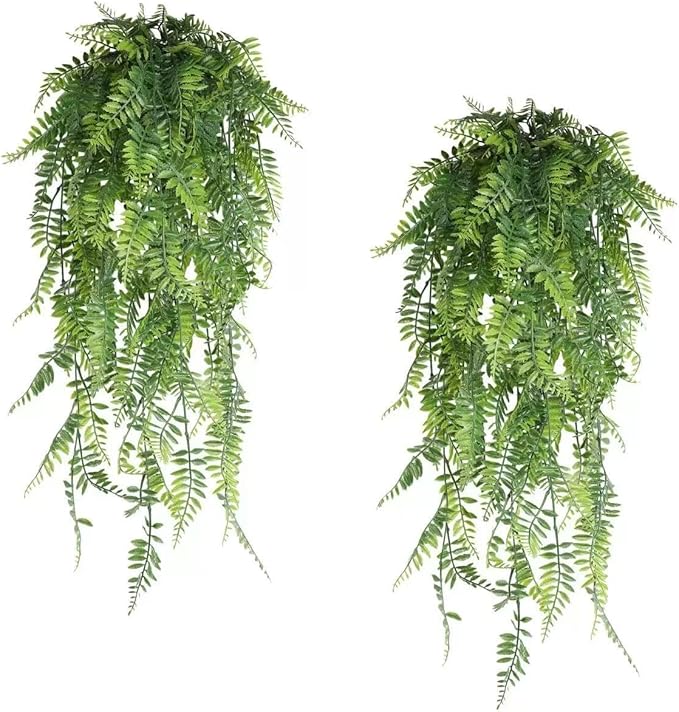 6 Pack Artificial Hanging Plants, Wall Mounted Eucalyptus Plant Pots Faux Greenery, Imitation Datura Vine, Boston Fern, for Indoor Outdoor Shelf Fake Plant (Persian/Creeper/Sawtooth Hanging)