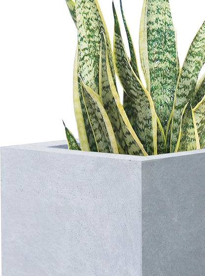 Kante 18.5",15.7",12.6" H Tall Rectangular Concrete Planters Set of 3, Outdoor Indoor Lightweight Plant Pots with Drainage Hole and Rubber Plug, Modern Style for Home Garden Patio, Slate Gray