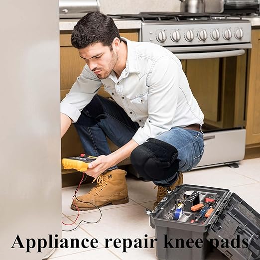 Men/Women Knee Pads for Cleaning,House Work,Scrubbing Floors, Gardening kneepad for Carpet Installations Welding, Adjustable Flooring Knee Protectors Cushion for Christmas, Black L. (1 Pair)