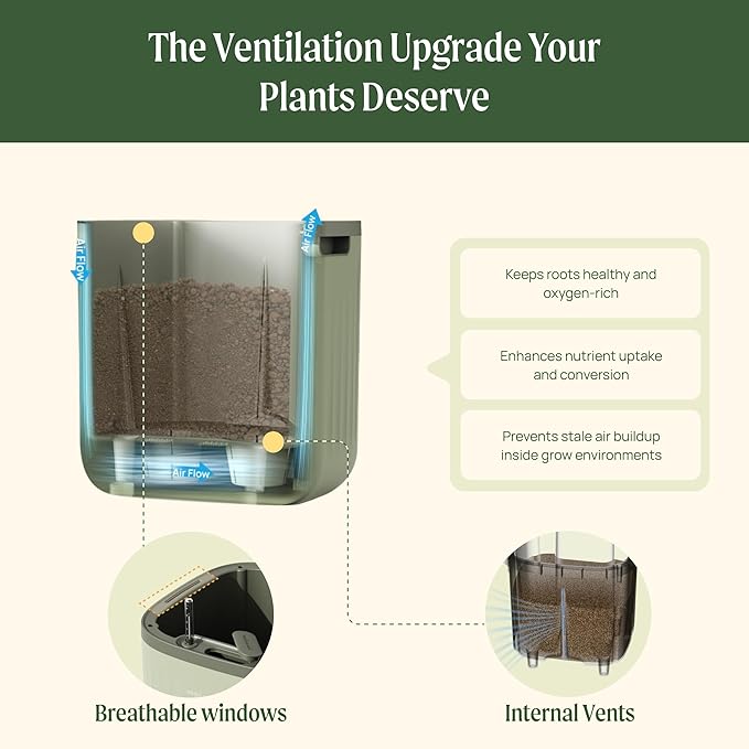 Vego garden Self Watering Pots Home Planters with Water Gauge for Effortless Indoor Plants Fog Gray No Trellis