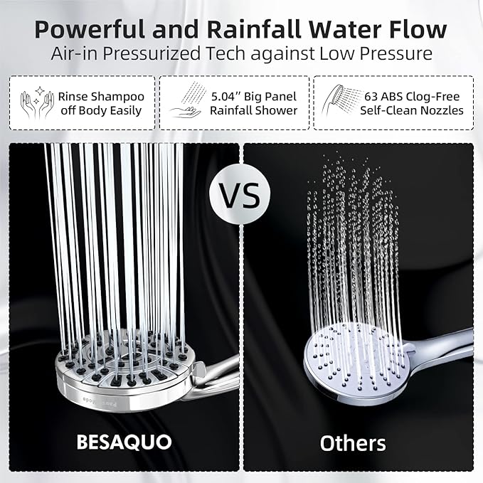 Shower Head,10 Functions High Pressure shower head with handheld, Built-in Pause Mode & Power Wash, Non-Clogging Nozzles High Flow Hand Held Shower Head, Leakproof 6ft Hose&Adjustable Bracket