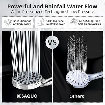 Shower Head,10 Functions High Pressure shower head with handheld, Built-in Pause Mode & Power Wash, Non-Clogging Nozzles High Flow Hand Held Shower Head, Leakproof 6ft Hose&Adjustable Bracket