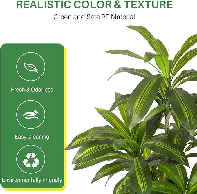 Artificial Dracaena Tree Indoor 5 FT Tall Fake Tree Artificial Tree Fake Yucca Potted Tree for Home Office Living Room Decor，Tall Artificial Plant for Housewarming
