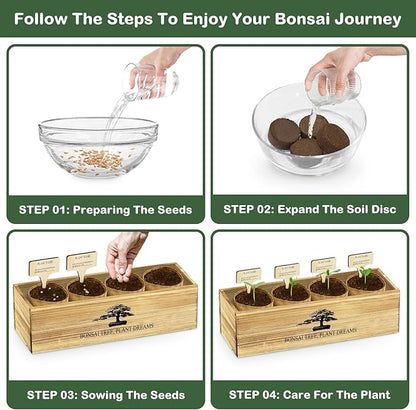 Bonsai Tree Kit, Complete Bonzai Tree Starter Kits with Tools, Unique Christmas Birthday DIY Gardening Gifts for Women Mom Men Grandkids, Crafts Hobby Kits, Grow Bonsai Tree Live Indoor
