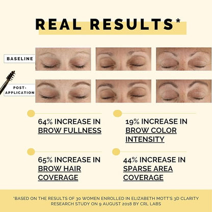 Elizabeth Mott Eyebrow Gel Makeup – Queen of the Fill Brow Tint & Volumizing Filler & Setter – Water-Resistant, Long-Lasting – Covers Grays, Defines & Shapes – Cruelty-Free – Dark Medium Brown, 4g