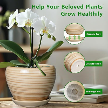 Ceramic Pot for Plant 10 Inch - Planter for Outdoor Plants Indoor Plant Pot with Drainage Hole Large Planter Round Flower Pot for House Patio Garden Yellow