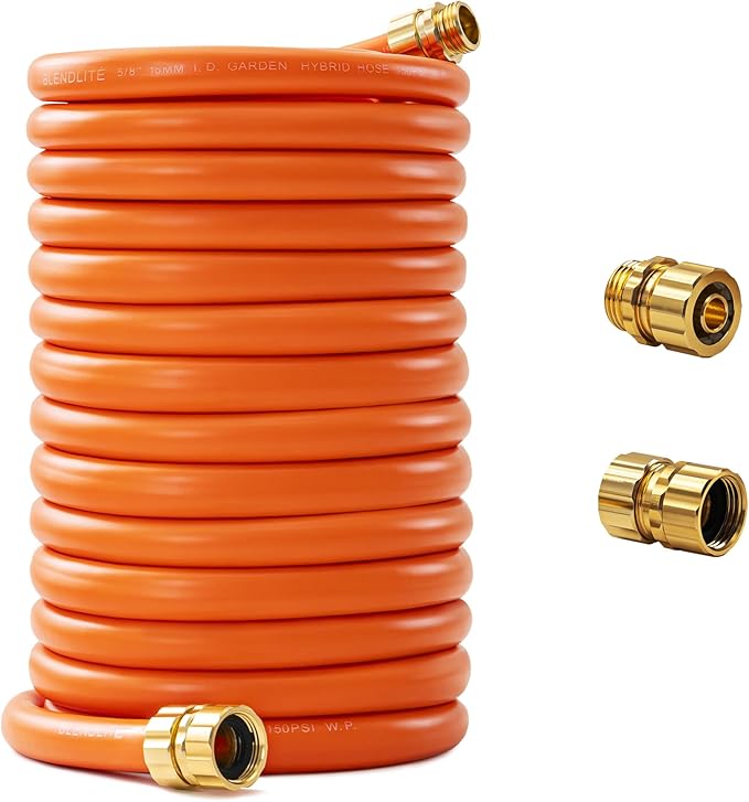 Garden Hose 150ft x 5/8", Custom Length, -40°F to 150°F, All-weather, NO Kink, Flexible, 600 Burst PSI, Leakproof Water Hose with Additional Customizable Solid GHT Fittings