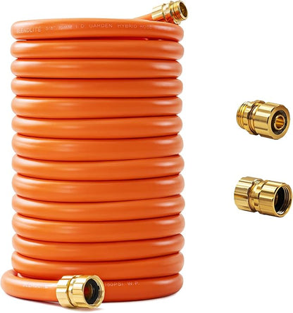 Garden Hose 150ft x 5/8", Custom Length, -40°F to 150°F, All-weather, NO Kink, Flexible, 600 Burst PSI, Leakproof Water Hose with Additional Customizable Solid GHT Fittings