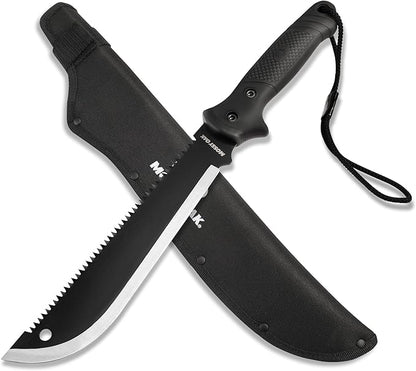 Mossy Oak Machete with Saw, 19" Sharp Machete with Sheath, Ergonomic No-Slip Handle, Machetes for Bushcraft, Outdoor Hunting, Garden Cutting Trees and Yard Work, Christmas Gift for Family