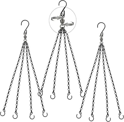 Heybe Swivel Hanging Basket Chains 23 Inches 4 Leads Hanging Chains Flower Pot Hanger Replacement Plant Hangers for Planters and Lanterns, Pack of 3 (4 Legs-Swivel)