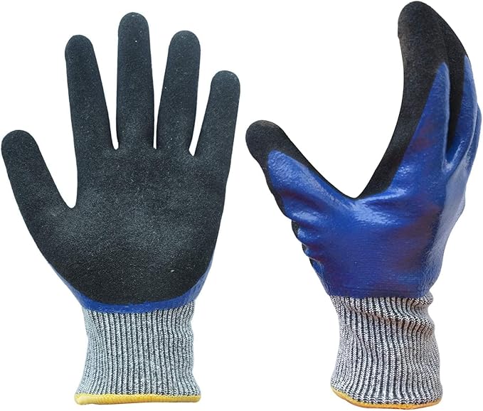 Durable Gardening Gloves, Heavy Duty Nitrile Garden Gloves, Double Coated (XL, 2 Pairs Blue)