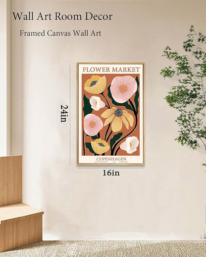Zzuyi Framed Flower Market Wall Art,Anthropologie art,Botanical Flower wall art for Living Room Bedroom Decoration-16 x 24"