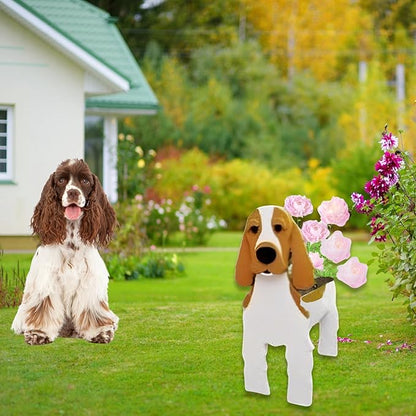 Brown and White Cocker Spaniel Dog Planter Plant Pots,Cute Dog Flower Planter,Gifts for Pet Lovers,Unique Animal Plant Pots,Office,Indoor Outdoor Garden Decor(9.45 * 9.17 * 13.39in)