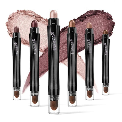 6PCS Cream Eyeshadow Stick Makeup Sets, Metallic And Matte Shimmer Eye Shadow Eye Brightener Stick Pencil Crayon, A05-Wine Red