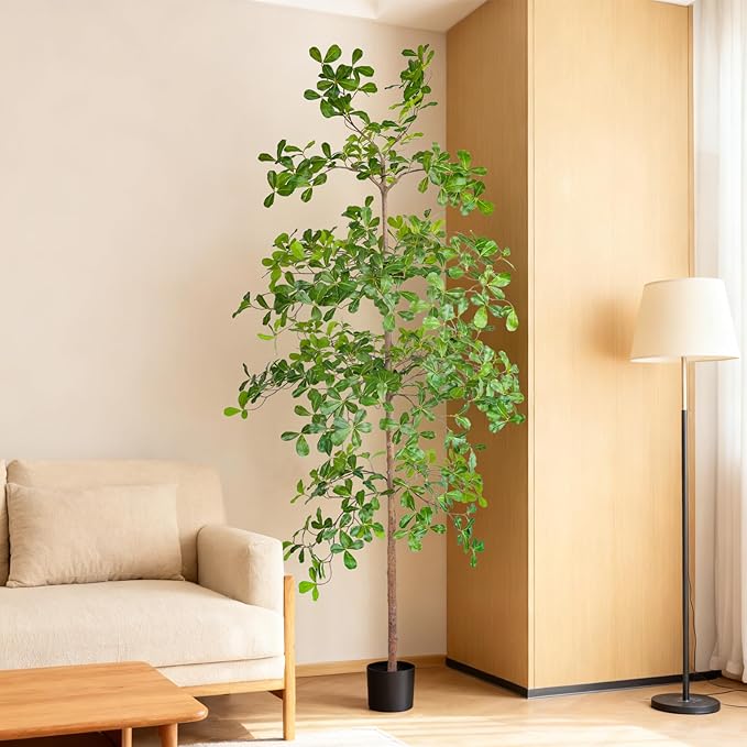 Artificial Black Olive Tree, 7FT Tall Big Leaf Faux Shady Lady Tree with Potted, Fake Olive Tree for Home Decor Indoor